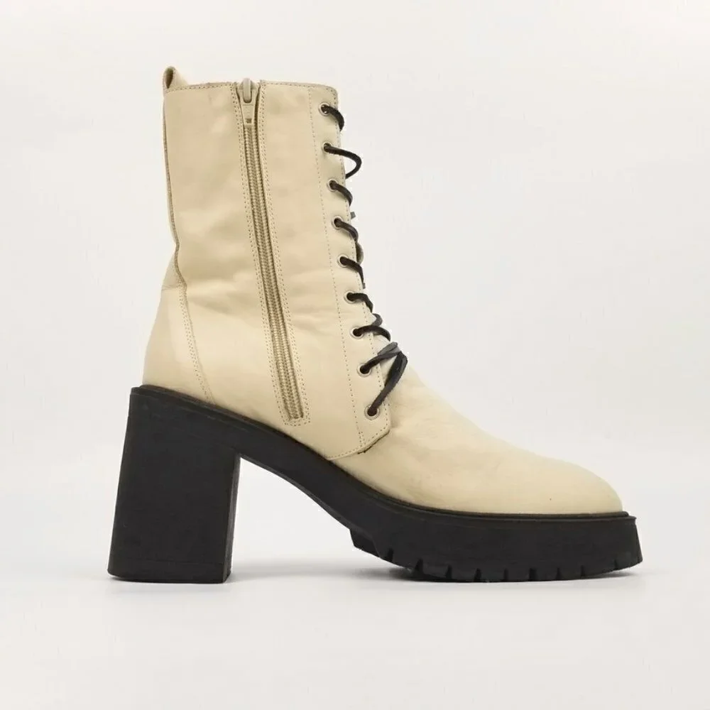 Free People Dylan Leather Lace Up Chunky Platform Combat Boots 90s Grunge Boho